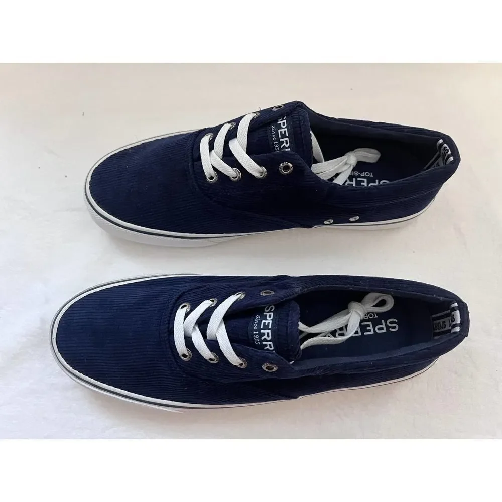 Sperry Men's Striper Nautical Low Top Shoes Corduroy Navy Sneaker Size 9 $99 NEW